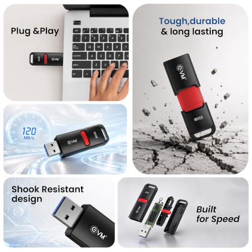 Image of EVM EnX 32GB USB 3.2 Gen 1 Flash Drive | Exceptional 120MB /s | Sturdy Premium Metal Body | Convenient Integrated Key Loop | Laptop Desktop Smart TV Car Stereo | 10 Years Warranty (ENX /32GB)