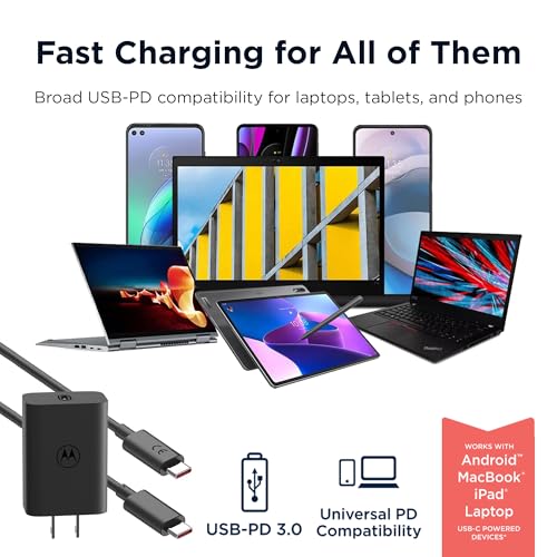 Image of Motorola TurboPower 68W USB-C Wall Charger + 3.3ft 6.5 Amp Cable, Fastest for Moto G Stylus (2025),Motorola Razr+ (Plus) 2025 /2024,Razr Ultra,Edge+ (Plus) 2022 /2023,Edge 2025 /24 /23 (Pack of 2)