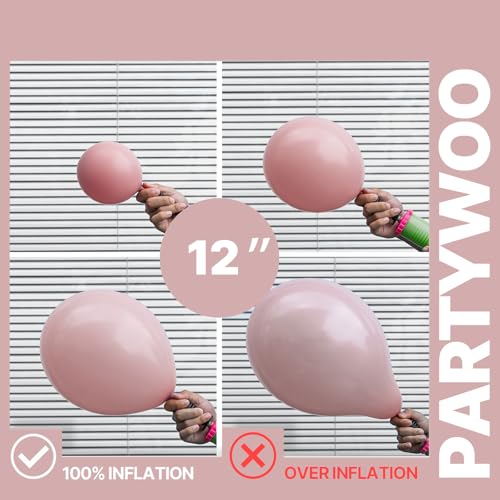 Image of PartyWoo Dusty Pink Balloons 66pcs 12 Inch Blush Rose Pink Metallic Rose Gold Nude Boho White Sand Confetti Balloons for Baby Shower Birthday Gender Reveal Wedding Anniversary Party Decorations