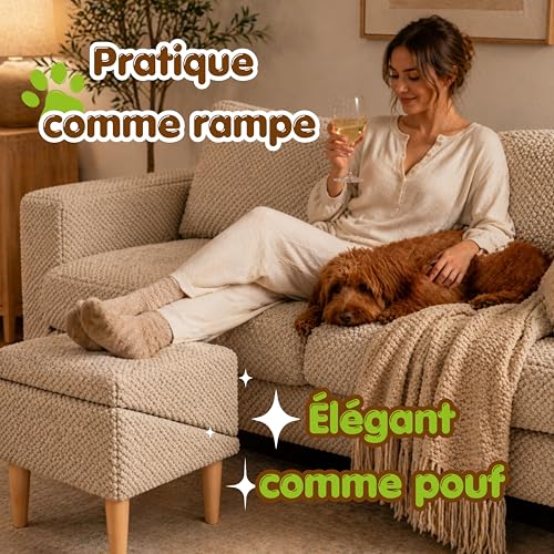 Marches pour chiens pliables et rampe chat - Escalier intérieur antidérapant beige - 8