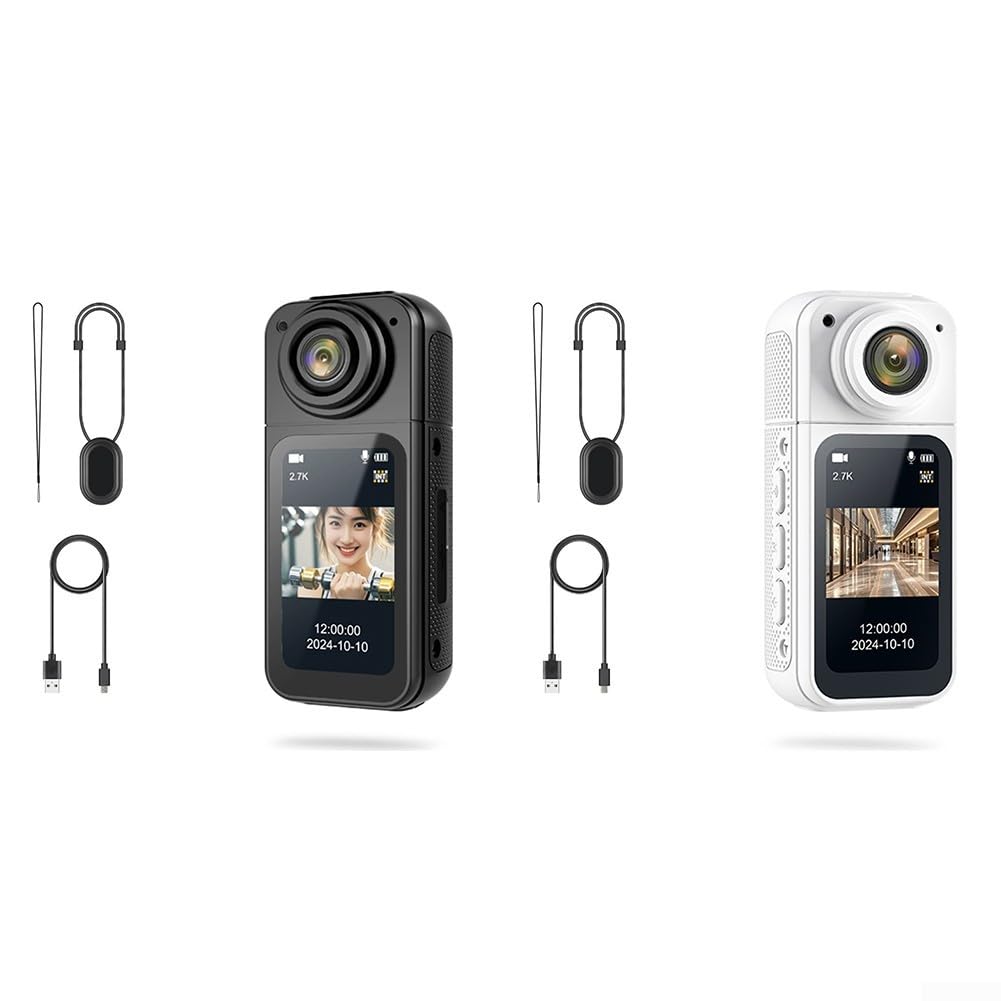 GLFLOW Cámara De Acción 4K Impermeable Con Pantalla LCD De 1.45 Pulgadas, Soporte Magnético Y POV Manos Libres Para Vlogging, 2.7K 15fps, Gran Angular De 180°, Wi-Fi (blanco