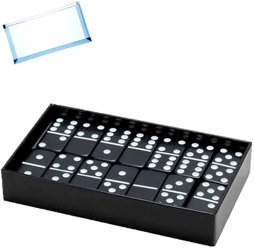 OMURA Juegos | Juego Estándar Doble 6 Dominó | Color del azulejo: Negro