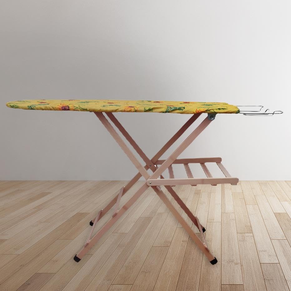 Asse da Stiro in Legno di Faggio Naturale: 35x141,5xH92 cm- Struttura Robusta e Stabile con Copriasse Assortito -Ideale per una Stiratura Professionale ed in Casa