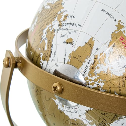 Globe terrestre blanc design doré 19x16x28cm objet déco salon - 7