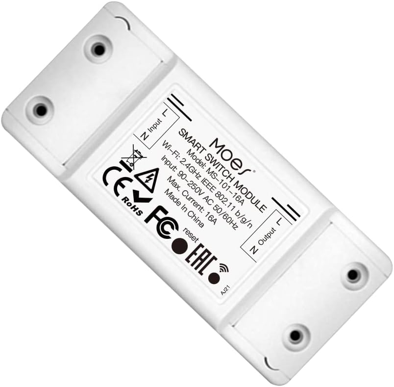 MOES DIY WiFi Smart Light Switch Module 16A Universal Breaker, Timer Wireless Remote Control, Works with Alexa Google Home Smart Home