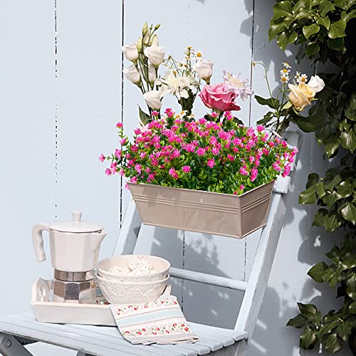 Haplia 6 Bundles Artificial Flowers, Fake Artificial Greenery Uv Resistant No Fade Faux Plastic Plants For Wedding Bridle Bouquet Indoor Outdoor Home Garden Kitchen Office Table Vase(Pink) #TOP5
