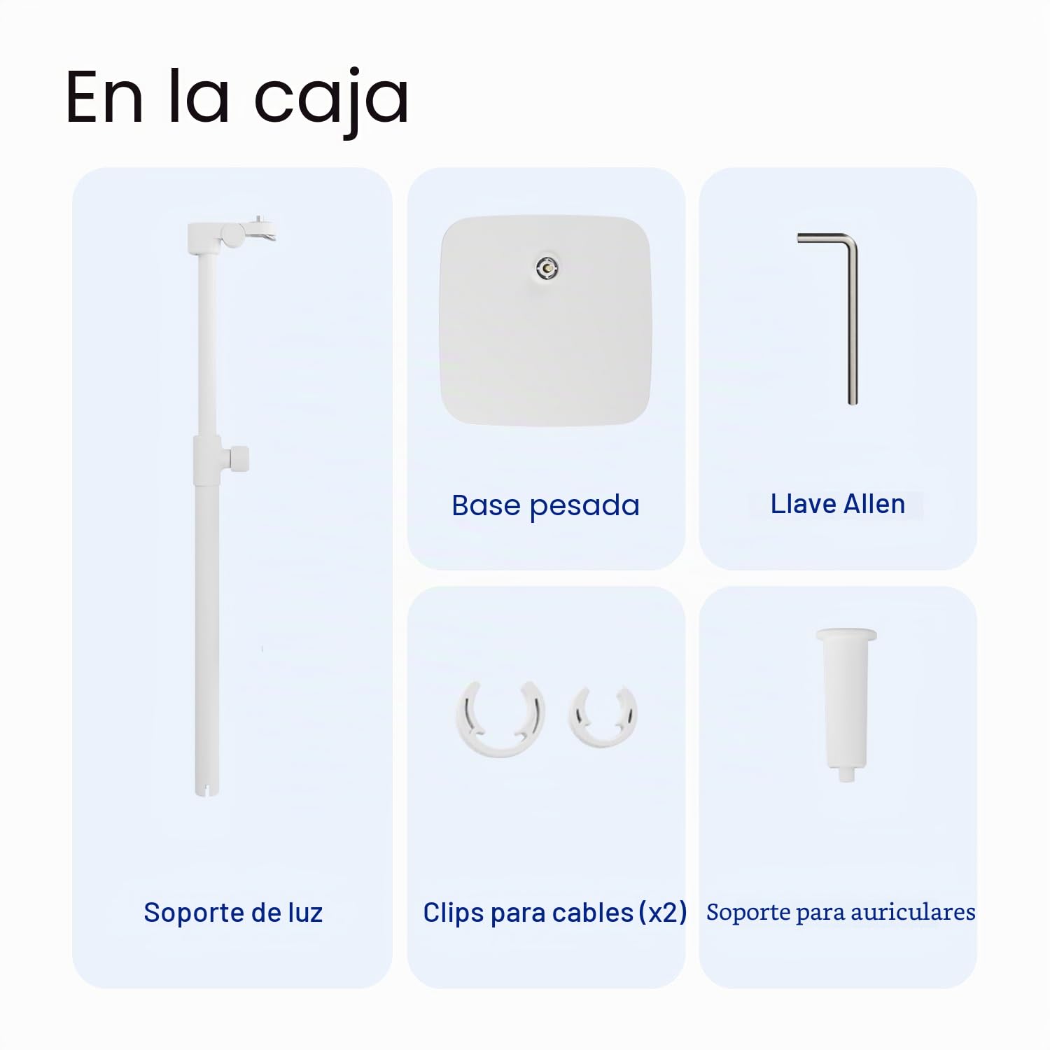 Elgato Stand para Key Light Neo – Soporte de Escritorio con Base Pesada, Altura e inclinación Ajustables, Soporte para Auriculares, Blanco Limpio – para Key Light Neo o Facecam Neo