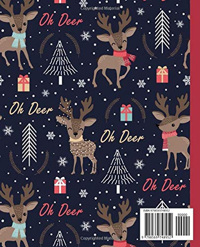 "Oh Deer" Christmas Reindeer Print Notebook: Journal - College Ruled - 7.5 X 9.25 - 120 Pages - Image 2