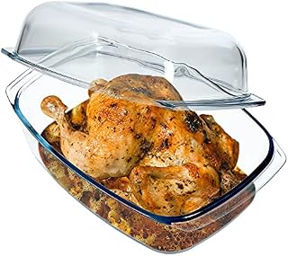 KADAX Transparent casserole dish made of heat-resistant glass, fireproof container for lasagne, vegetable stewing, glass roasting dish for roasting, oven (rectangular, 7 L)