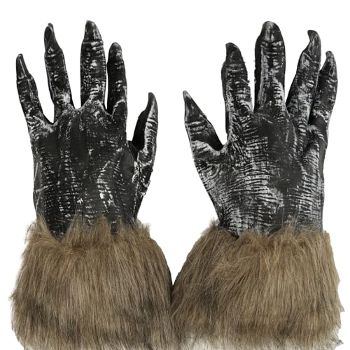 Halloween Werewolf Gloves, Hairy Furry Claws Costume Accessory, Scary Wolf Hand Gloves for Adults Unisex, Cosplay Party