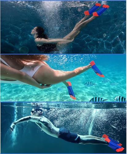 Image of Kids Swim Fins,Short Youth Lap Swimming Flippers,Soft Silicone Training Fins for Children Girls Boys Beginners