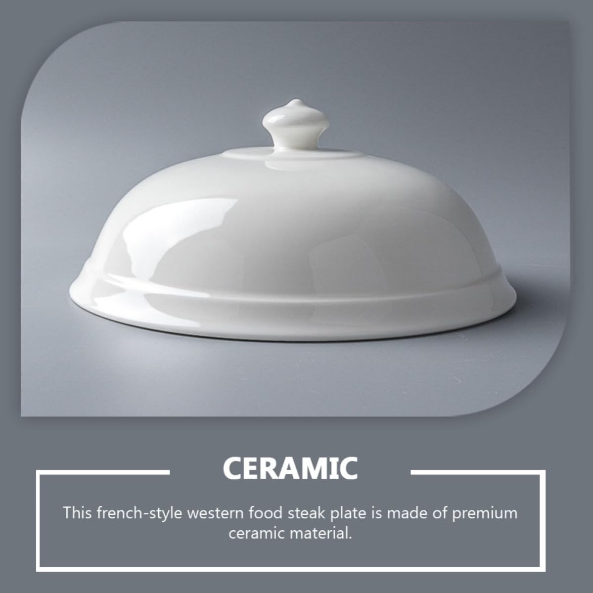Abaodam Plato Cerámico para Cocina con Tapa Blanco Puro Plato Francés para Steak y Postres Vajilla Doméstica Versátil para Aperitivos y Comidas Hogar y Restaurante