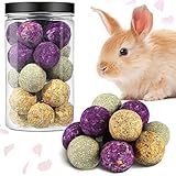 Nuanchu 22 Pieces Flowers Timothy Hay Balls Bunny Chew Balls 3 Flavors Chew Toys Chew Treats Timothy Molar Ball for Bunny, Chinchillas Gerbils, Hamster Guinea Pig and Other Small Animals Teeth Care