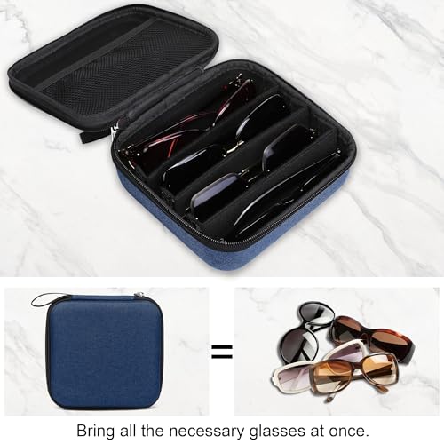 Image of Bukere Travel Sunglasses Organizer Case Adjustable Slot For Multiple Eyeglasses Hard-shell Portable Storage Box for Men Women