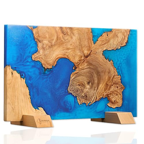 SENKEN "Tsunami" Extra Large Magnetic Knife Block - Holds Up to 16 Knives - Knife Block without Knives, Universal Knife Holder, Beautiful Blue Resin & Natural Wood Blend ("Tsunami" Blue Resin Blend) -  Senken Knives, Tsunami_Magnetic_Block