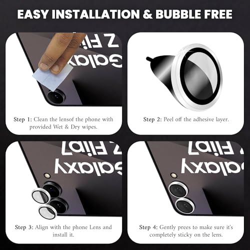 Image of FIRST MART Silver Camera Ring Guard Protector for Samsung Galaxy Z Flip 7 | Tempered Glass with Metal Alloy Rings, HD Clear, Scratch Resistant, Case-Friendly | Pack of 1