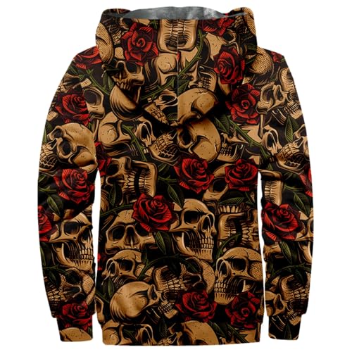 SIAOMA Skull Printing Hoodies for Men Casual Sherpa Warm Fleece Hoodie Jacket Sweatshirt Full Zip Coats2