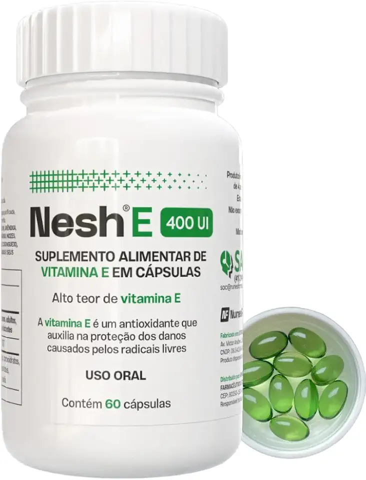 Nesh E 400 UI - Vitamina E Tocoferol - Suplemento em Cápsulas Moles – 60 Cápsulas