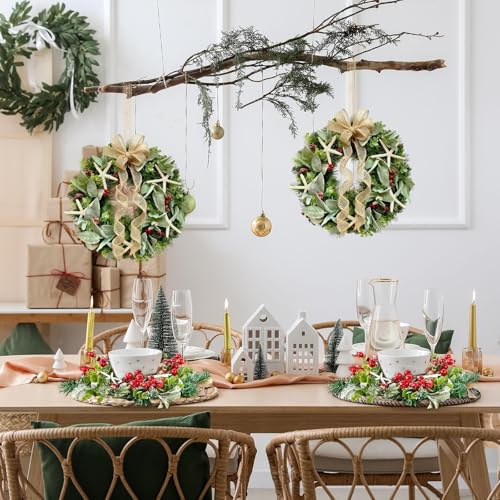 6 Pcs Natural Starfish Mini Christmas Cabinet Wreath for Kitchen Sea Star Fish Small Hanging Artificial Wreath for Window Home Chair Front Door Farmhouse Wall Porch Beach (Excluding Ribbons) by EYNDYN - Image 6