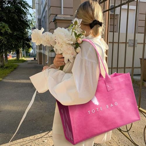Image of KALIDI PVC Tote Bag Women's Kraft Paper Work Handbags Purses with Top Handle