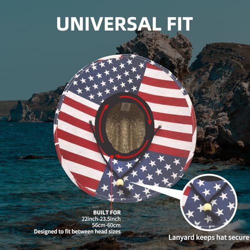 Image of Men's and Wowen's Lifeguard Straw Hat Wide Brim Beach Hat Sun Protection Outdoor Hat for Fishing Hiking