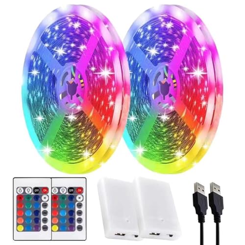 Baeyateda LED Strip Lights Battery Powered,13.2FT Led Lights USB Powered for TV,5050 Multi-Color Changing Led Lights for Bedroom,Home Decoration,Party,Camping (4m)