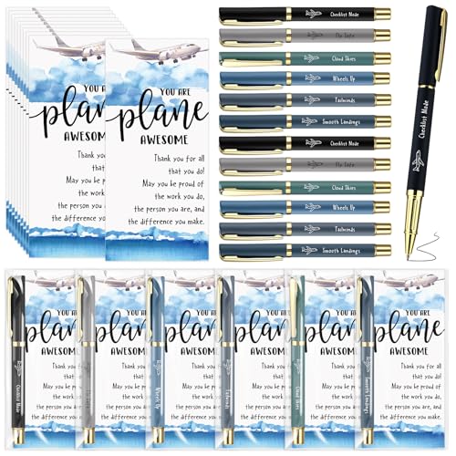 Sabary 18 Sets Flight Attendant Gifts Bulk Airplane Pens Flight Crew Pens with Thank You Cards for Airplane Party Favors Attendant Appreciation Gifts