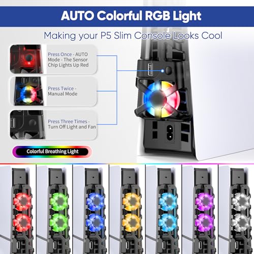 Image of FASTSNAIL Cooling Fan wih LED Light for PS5 Slim Disc /Digital Console