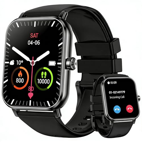 Image of Smart Watch, 1.85 inch HD Fitness Tracker with Bluetooth Calls, 5 ATM Waterproof, 24 /7 Heart Rate /Sleep Monitor, Pedometer, Calories, 130+ Sport Modes, Smartwatch for iOS Android (Black)