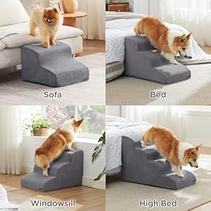 Lesure Dog Stairs for Small Dogs and Cats Pet Steps Ramp for Bed and Couch with CertiPUR-US Certified Foam with Non-Slip Bottom, Grey, 2 Steps Lesure Dog Stairs for Small Dogs and Cats Pet Steps Ramp for Bed and Couch with CertiPUR US Certified Foam with Non Slip Bottom Grey 2 Steps