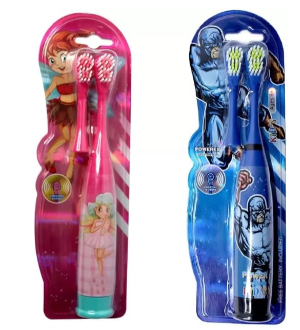 ASWORLD Electric Soft Battery Powered Toothbrush Extra Brush 2 - Blue and Pink Ultra Soft Toothbrush (2 Toothbrushes)-image-46