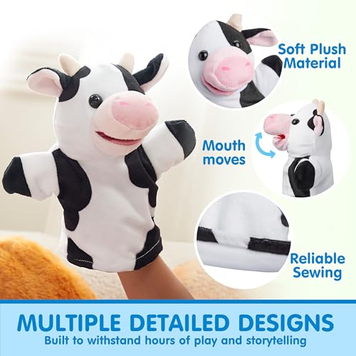 image for JOYIN 6Pcs Kids Hand Puppet Set with Working Mouth, Toddler Animal Plu