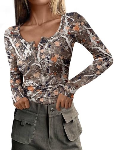 Image of PRETTYGARDEN Women's Fall Long Sleeve Henley T Shirts
