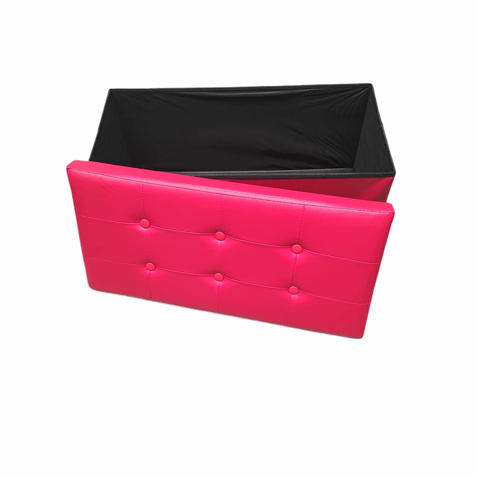 Mercatienda.es Baúl Puff pulí Piel Taburete para almacenaje Plegable en Rojo 76x38x38 cm.