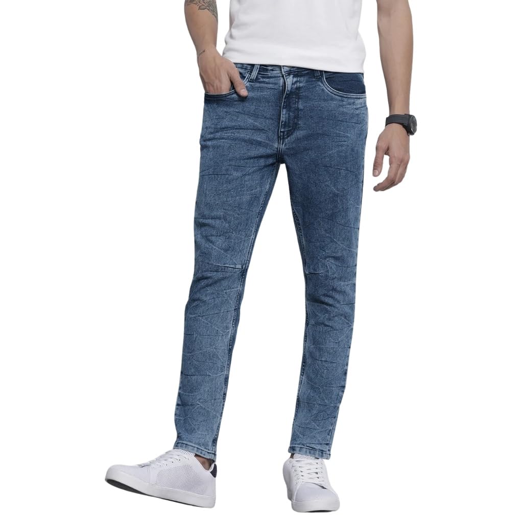 The Indian Garage CoMen Carrot Fit Solid Mid-Rise Stretchable Jeans
