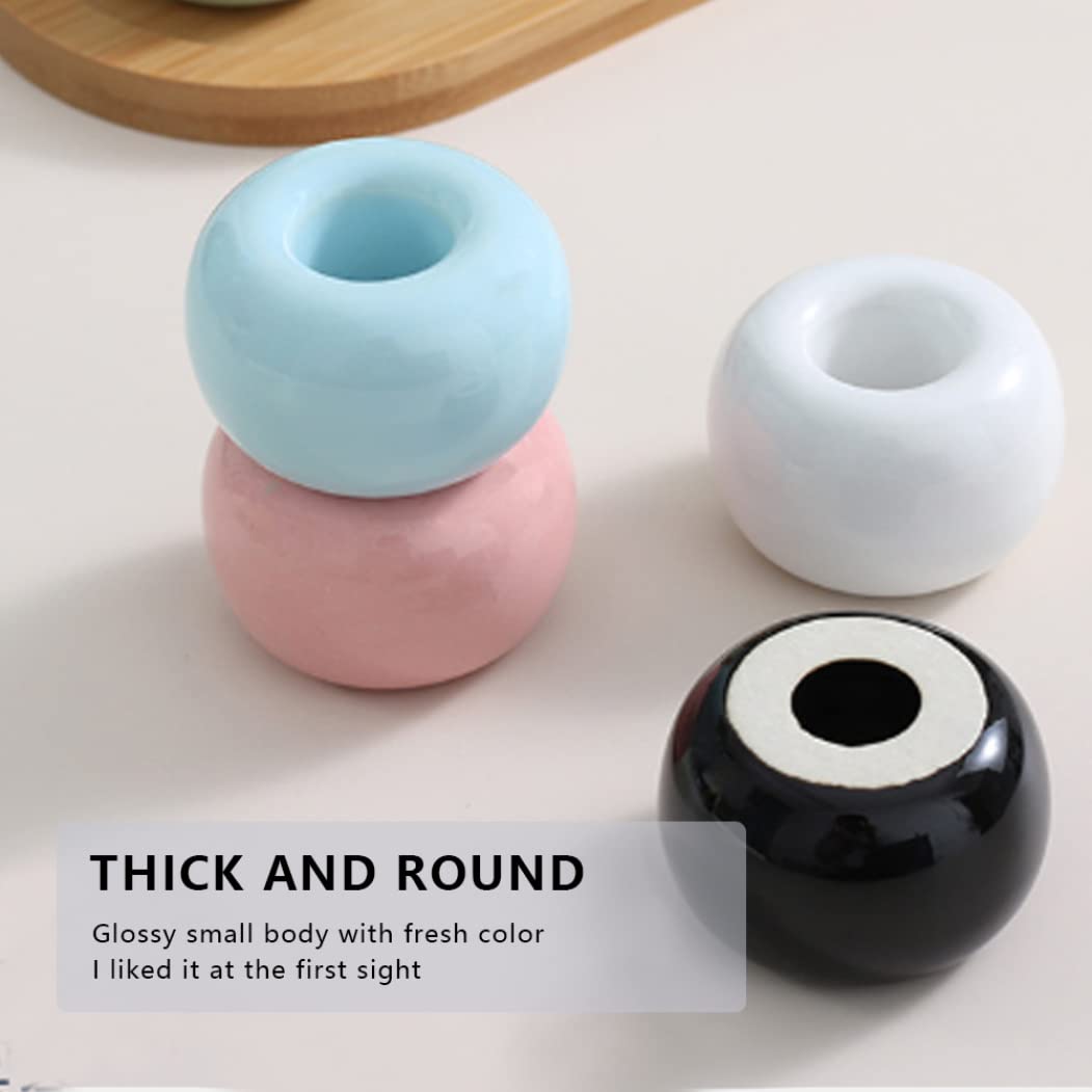 Ceramic Toothbrush Holder Stand - 6-Pack Mini Round Frame For Bathroom Organization