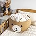 CherryNow Baby Basket for Newborn, Empty Baskets for Gift, Medium Animal Basket for Toy Clothes Towel, Woven Rope Bear Baskets for Kids, Brown, 15.7