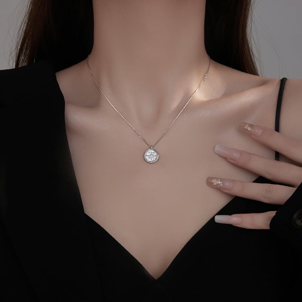 Compass Coin Pendant Necklace for Women Girls 925 Sterling Silver Star Burst Round Adjustable Chain Choker Necklaces Dainty Navigation Follow Your Dreams Jewelry Gifts - Image 2