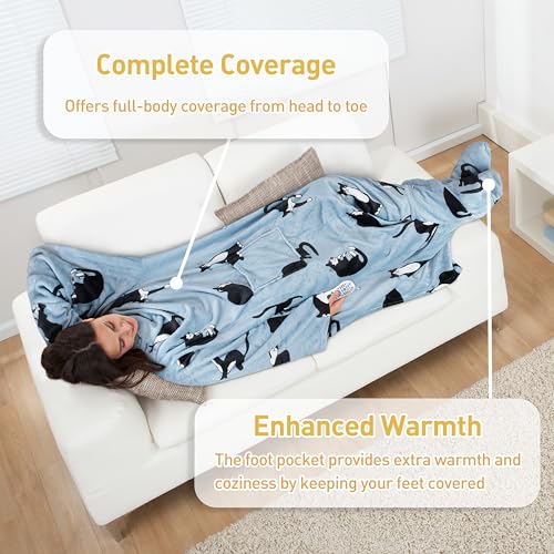 Image of Catalonia Wearable Blanket with Sleeves & Foot Pocket for Adults