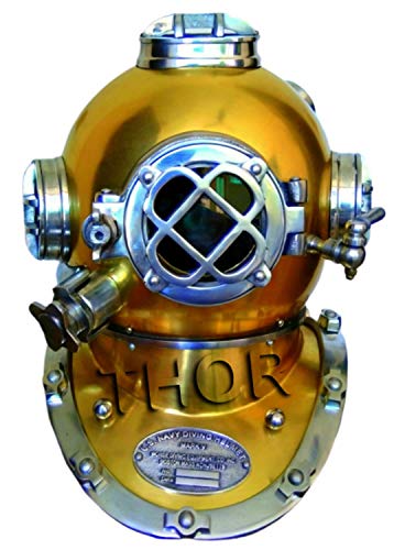 THORINSTRUMENTS (with device) Scuba Diving Nautical Divers Helmet Maritime Ship's Decorative Brass Finish 18"