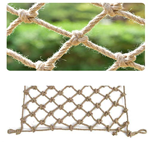Red de seguridad de cáñamo 6 mm y malla 12 cm para jardines y juegos