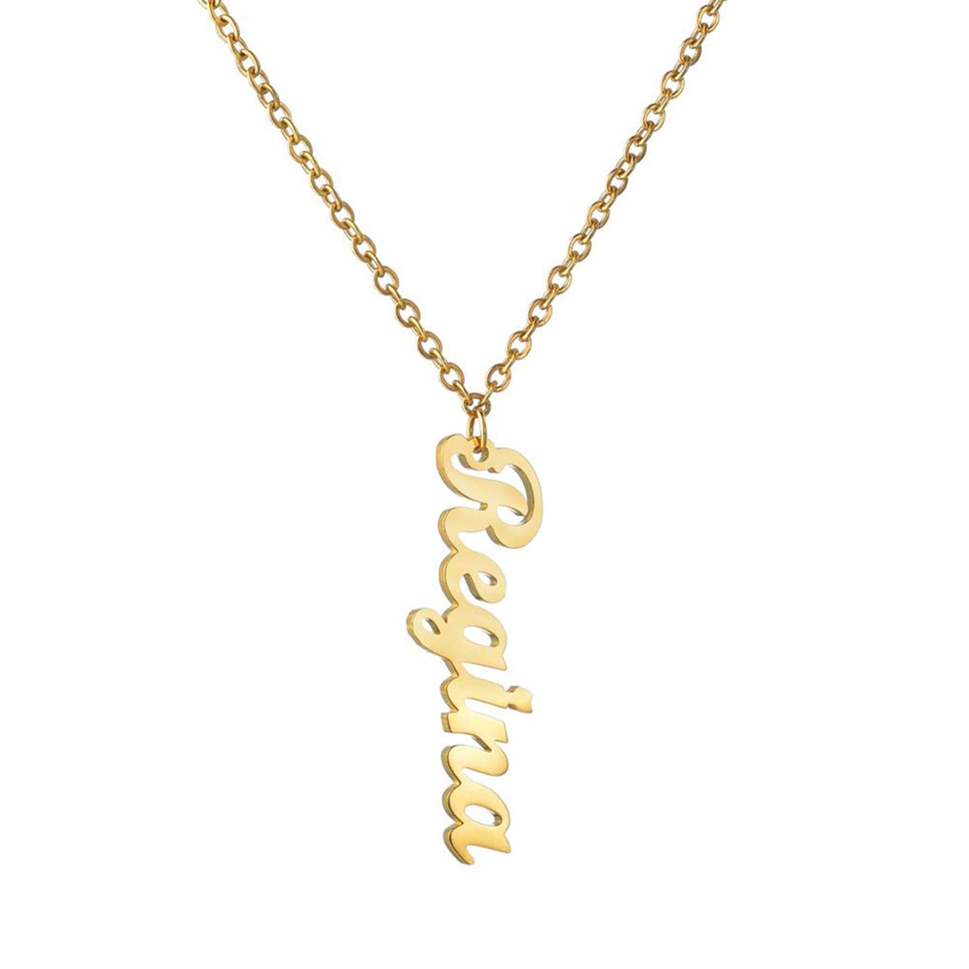 FlowsheyCustom Name Necklace Personalized Gift Necklace 18K Gold Plated Nameplate Jewelry for Women