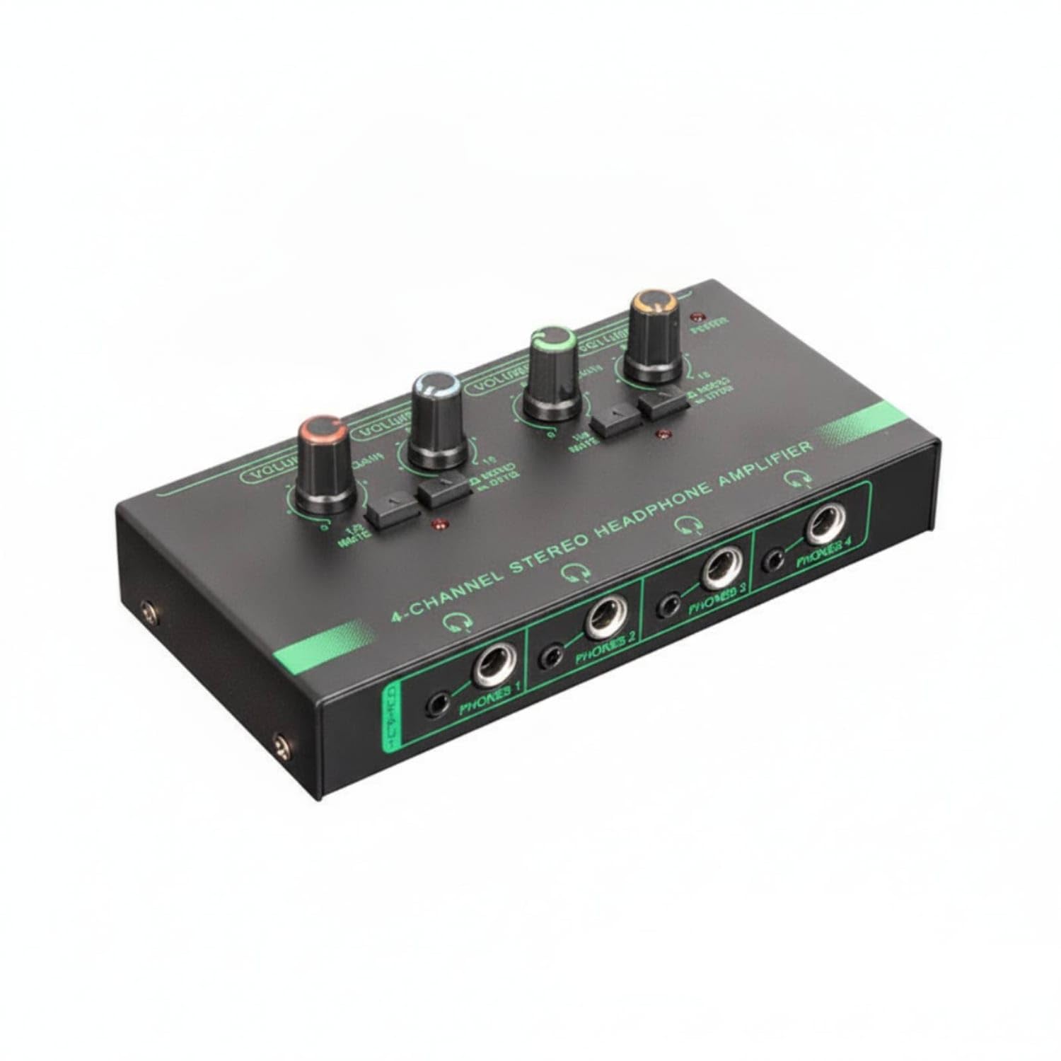 Compact 4-Channel Headphone Amplifier Metal Stereo Headphone Amp Low-Profile for Podcasters, Musicians, Audio Engineers, Home Studio, Podcast Station, 4-Way-image-18