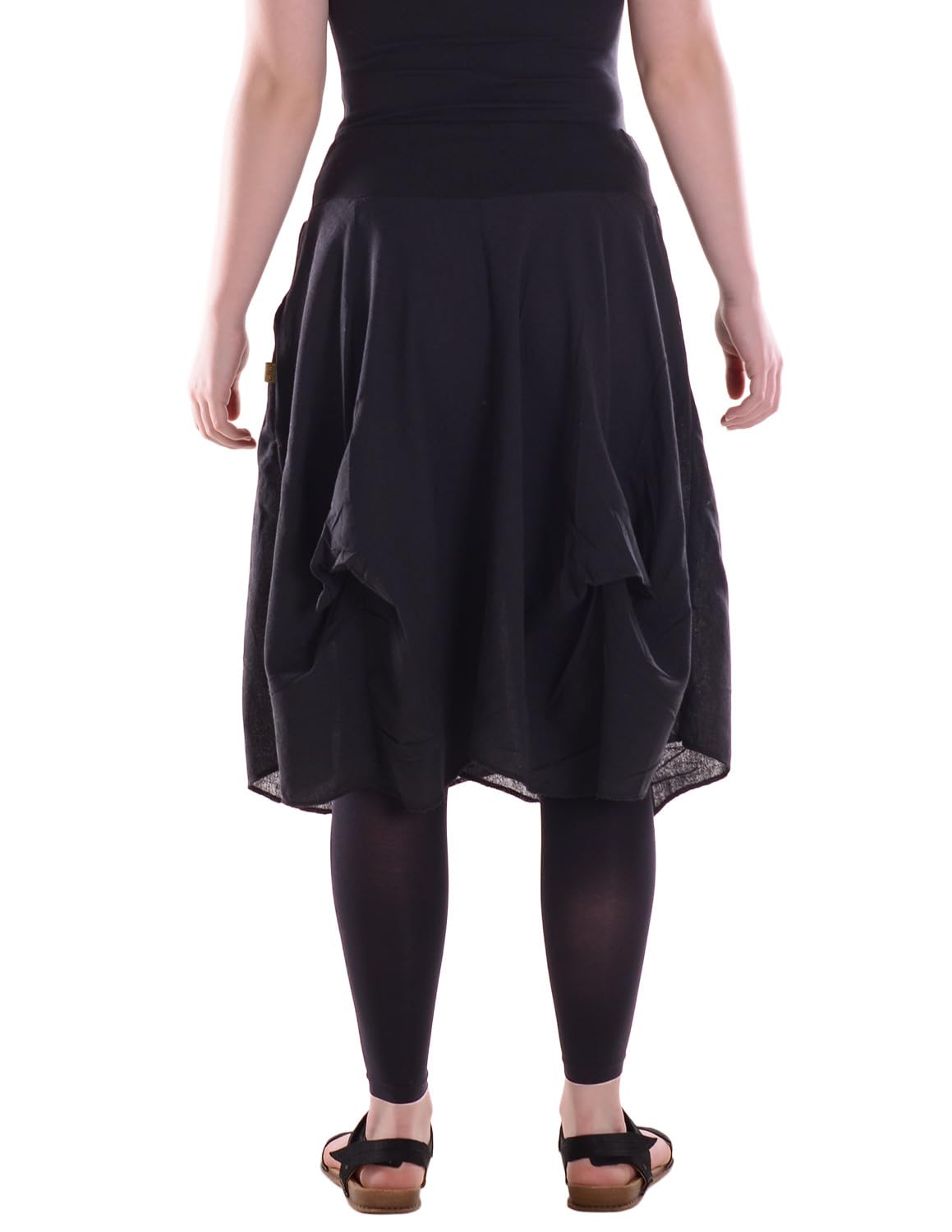 Vishes Alternative Bekleidung - Damen knielanger Rock 100% Baumwolle Vintage mit Taschen