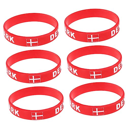 jojofuny Lot De 6 Bracelets En Silicone Avec Drapeau Du Danemark Pour La Mode Et La