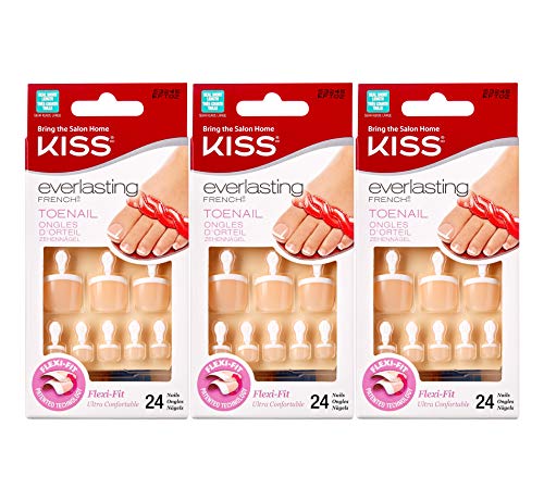 Kiss Everlasting French Toenail Kit Real Short, Timeless EFT02 (3 Pack)