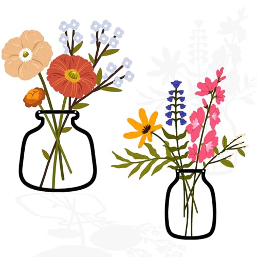 Luccyle Set mural métal 2 pcs motif fleurs Style rustique campagnard pour bains/salle à manger Décor minimaliste Cadeau merveilleux pour pendaison de...