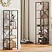 Furologee 6 Tier Tall Bookshelf, Industrial Narrow Bookcase, Display Standing Shelf Units, Metal and Wood Storage Rack Organizer for Living Room, Home Office, Entryway, Kitchen, Rustic Brown