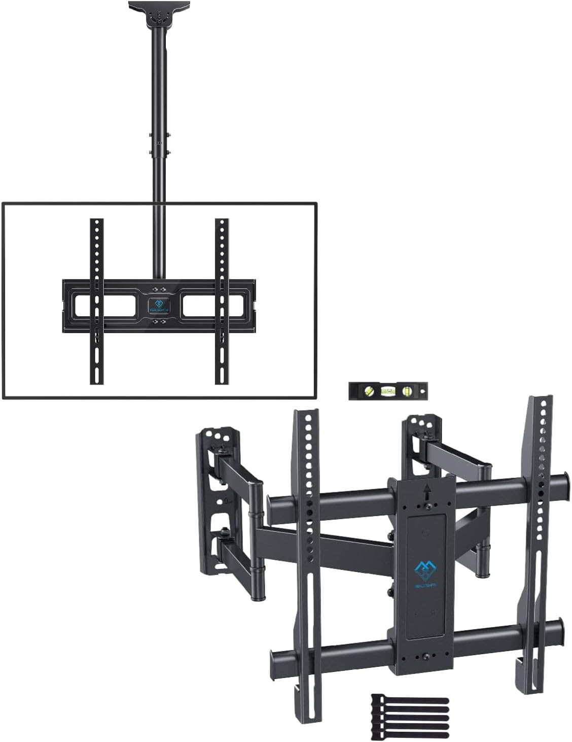 PERLESMITH Ceiling TV Mount for 26-65 inch TV up to 110lbs, Max VESA 400x400mm PSCM2, Corner TV Wall Mount for 26-60 inch up to 99 lbs, Max VESA 400x400mm PSCMF1