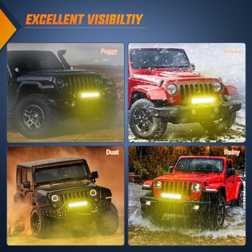 Image of Nilight LED Light Bar 12 Inch 72W Spot Flood Combo Yellow Beam | Off Road Lamp Fishing Hunting Emergency Deck Work Lighting for Trucks UTV Pick-up Van Boat Tractor